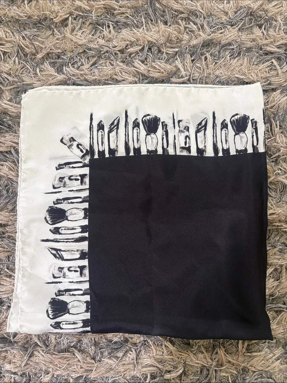 NWOT Black & White Makeup Print Silky Square Scarf 20x20